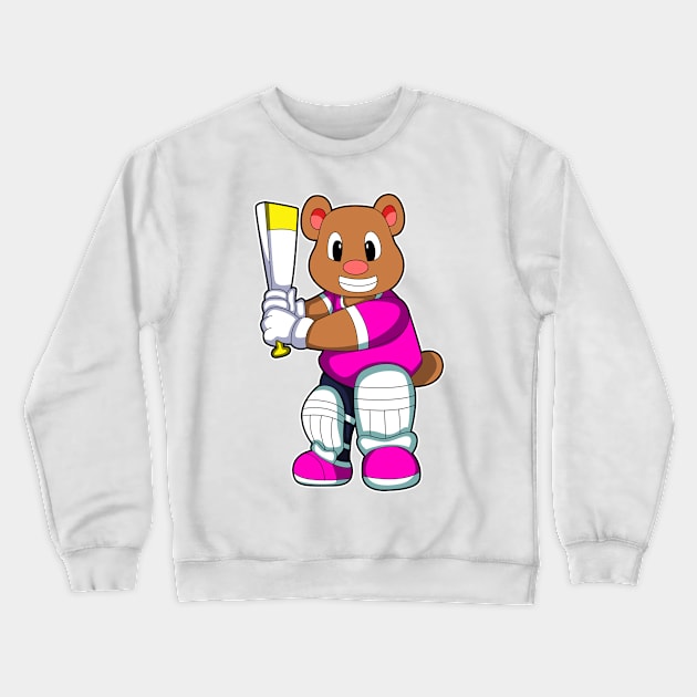 Bear as Batsman with Cricket bat Crewneck Sweatshirt by Markus Schnabel